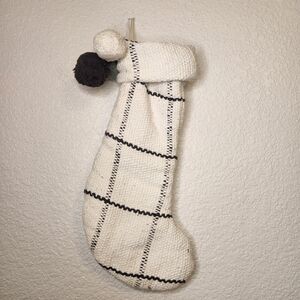 Hearth & Hand with Magnolia Holiday Stocking Collection Cream Windowpane